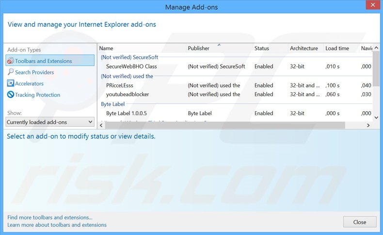 Removing DNS Keeper ads from Internet Explorer step 2