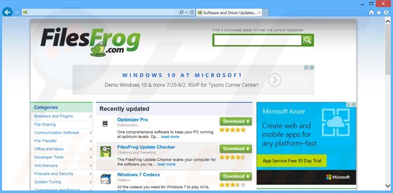 software publicitario de FilesFrog