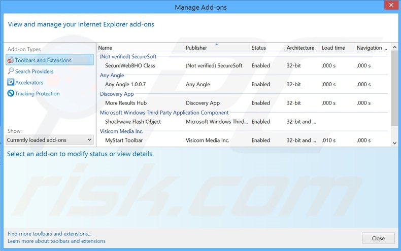 Eliminando los anuncios de Gem Grab de Internet Explorer paso 2