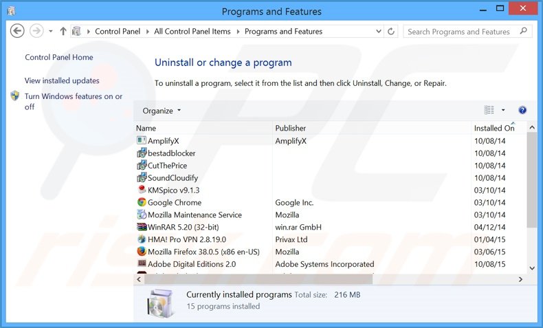 desinstalar el adware iVIDI del Panel de control