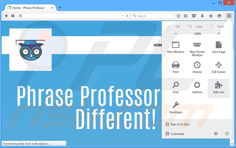 Eliminando los anuncios PhraseProfessor de Mozilla Firefox paso 1