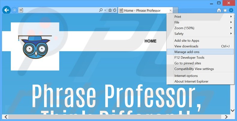 Eliminando los anuncios de PhraseProfessor de Internet Explorer paso 1