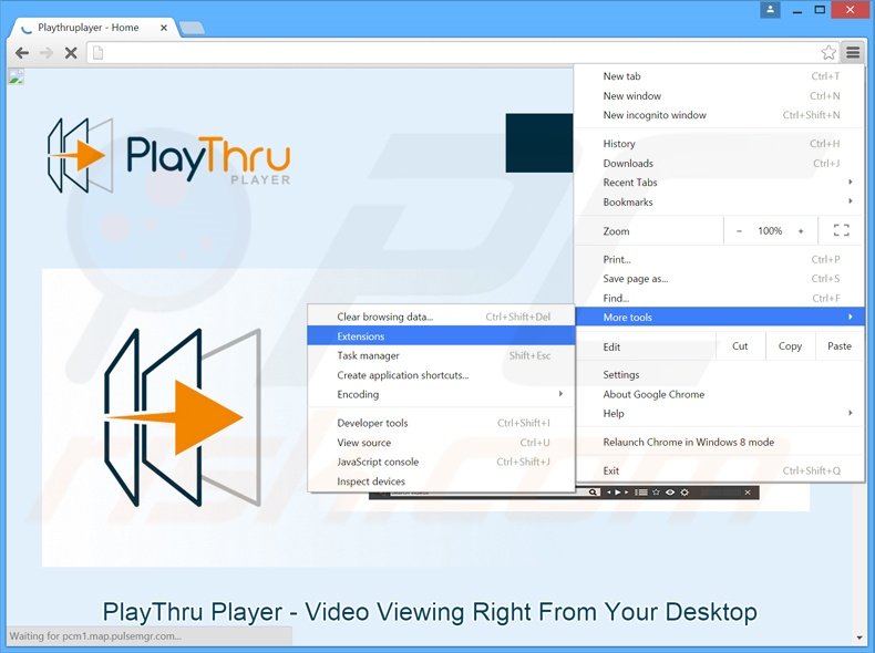 Eliminando los anuncios de Playthru Player de Google Chrome paso 1