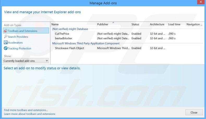 Eliminando los anuncios de Playthru Player de Internet Explorer paso 2