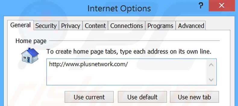 Eliminando plusnetwork.com de la página de inicio de Internet Explorer