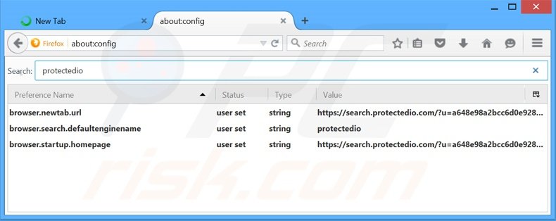 Eliminar search.protectedio.com del motor de búsqueda por defecto de Mozilla Firefox