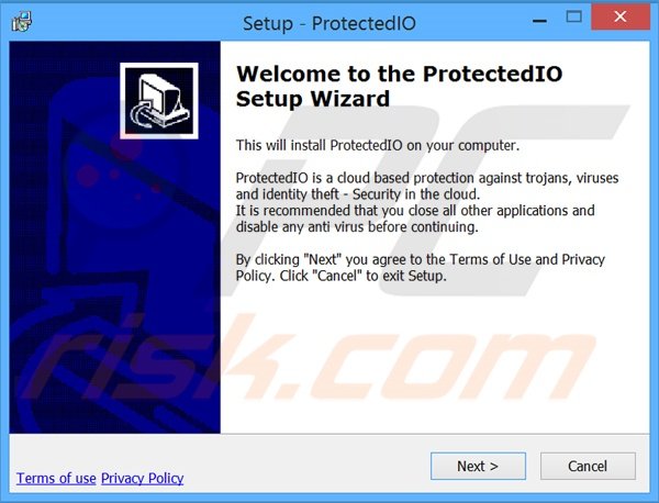 Instalación oficial del software publicitario ProtectedIO
