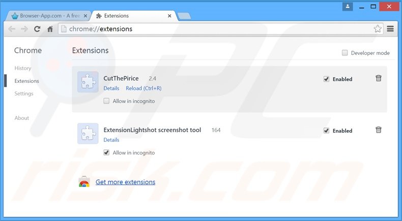 Eliminando los anuncios RapidReader de Google Chrome paso 2