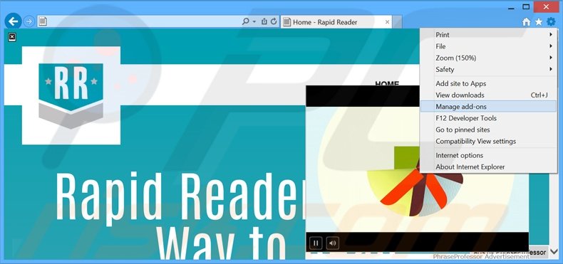 Eliminando los anuncios de RapidReader de Internet Explorer paso 1