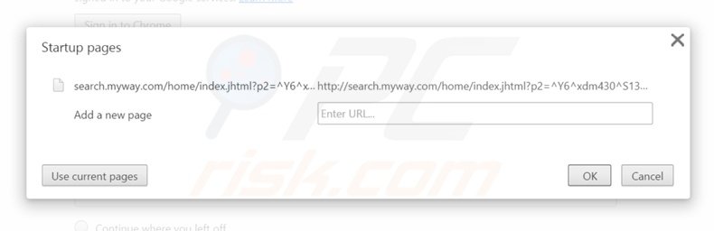 Eliminando search.myway.com de la página de inicio de Google Chrome