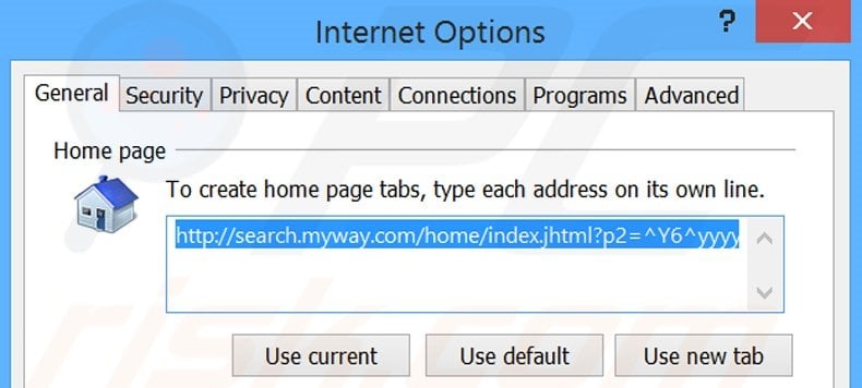 Eliminando search.myway.com de la página de inicio de Internet Explorer