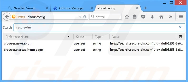 Eliminar search.secure-dm.com del motor de búsqueda por defecto de Mozilla Firefox