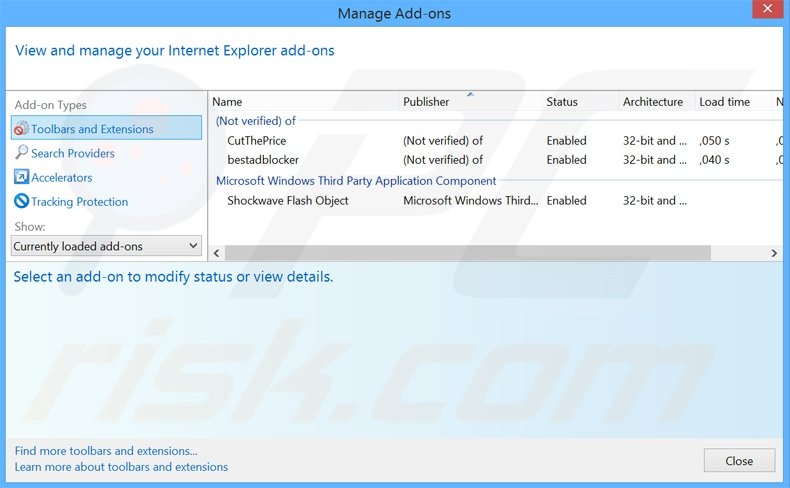 Eliminando las extensiones relacionadas con search.secure-dm.com en Internet Explorer