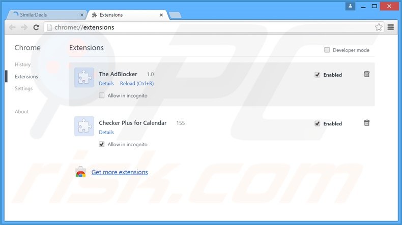 Eliminando los anuncios SimilarDeals de Google Chrome paso 2