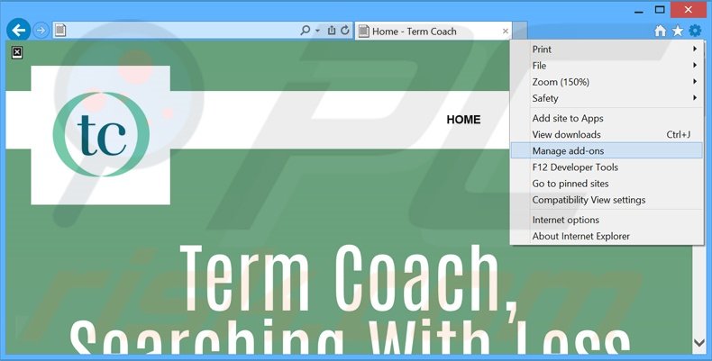 Eliminando los anuncios de TermCoach de Internet Explorer paso 1