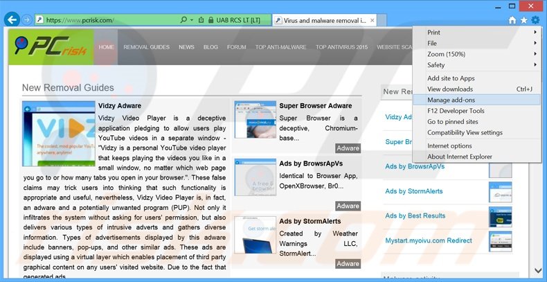 Eliminando los anuncios de TheAdBlock de Internet Explorer paso 1