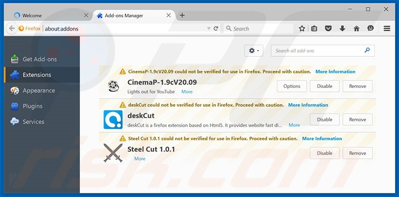 Eliminando 123.sogou.com de las extensiones de Mozilla Firefox