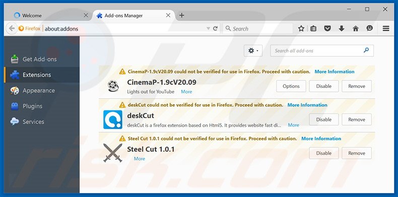 Eliminando 123.sogou.com de las extensiones de Mozilla Firefox
