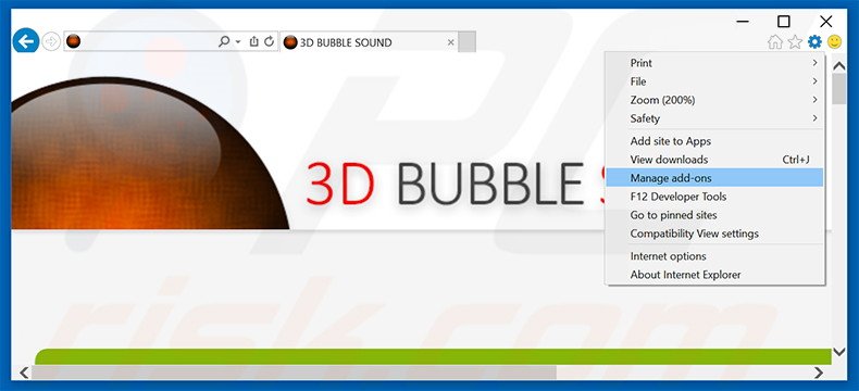 Eliminando los anuncios de 3D BUBBLE SOUND de Internet Explorer paso 1