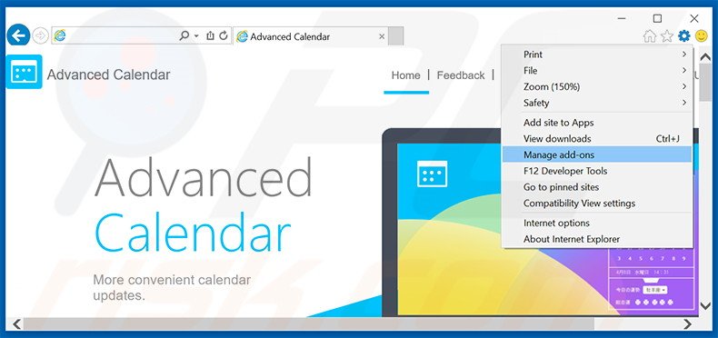 Eliminando los anuncios de Advanced Calendar de Internet Explorer paso 1