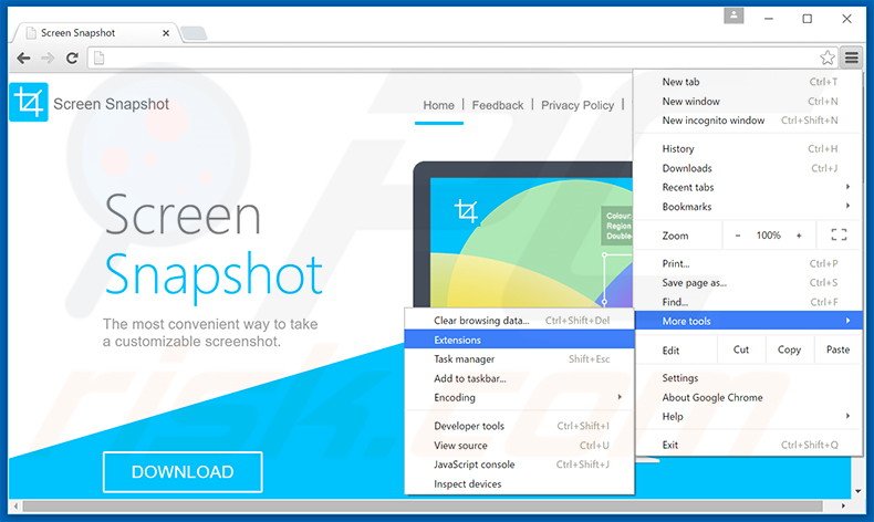 Eliminando los anuncios de Advanced ScreenSnapshot de Google Chrome paso 1