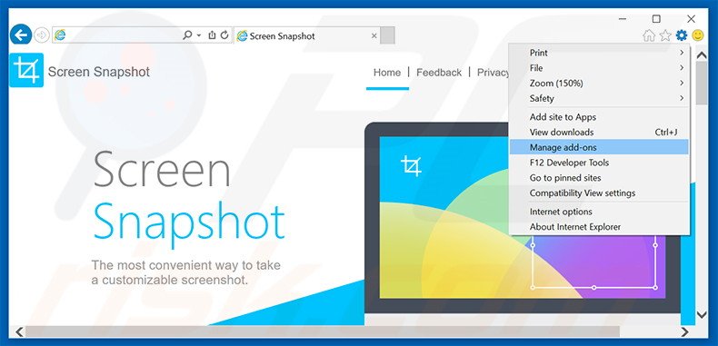 Eliminando los anuncios de Advanced ScreenSnapshot de Internet Explorer paso 1