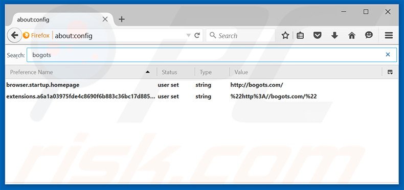 Eliminar bogots.com del motor de búsqueda por defecto de Mozilla Firefox