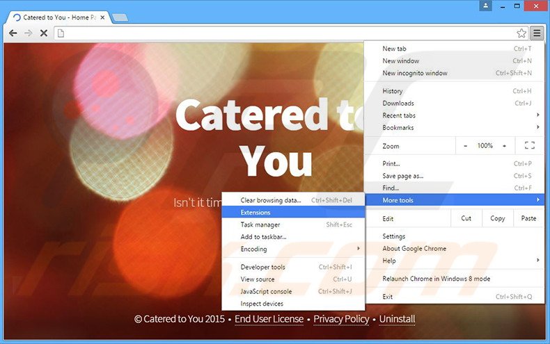 Eliminando los anuncios de Catered to You de Google Chrome paso 1