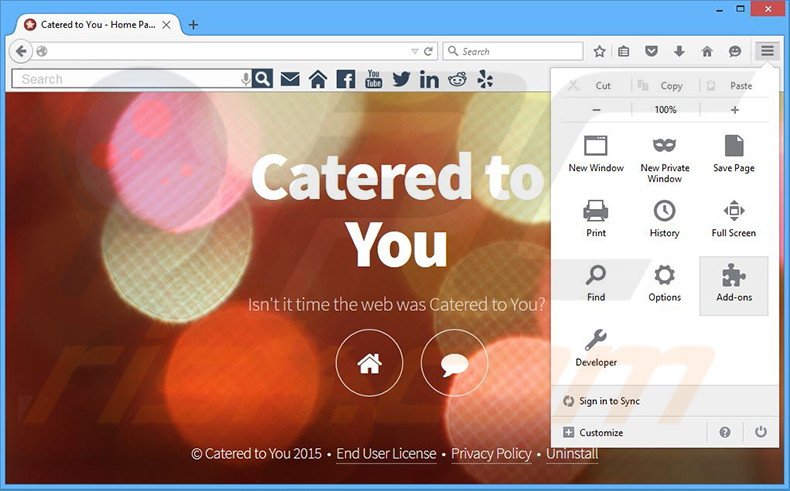 Eliminando los anuncios de Catered to You de Mozilla Firefox paso 1