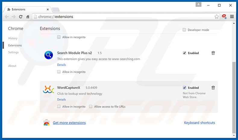 Eliminando los anuncios de Chedot browser de Google Chrome paso 2