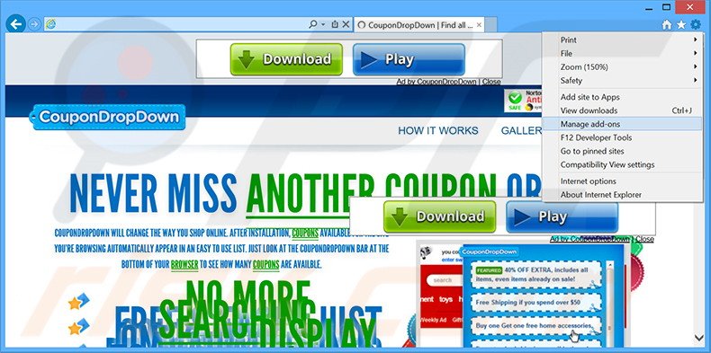 Eliminando los anuncios de CouponDropDown de Internet Explorer paso 1