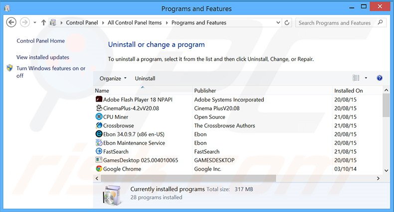 desinstalar el adware CouponDropDown del Panel de control