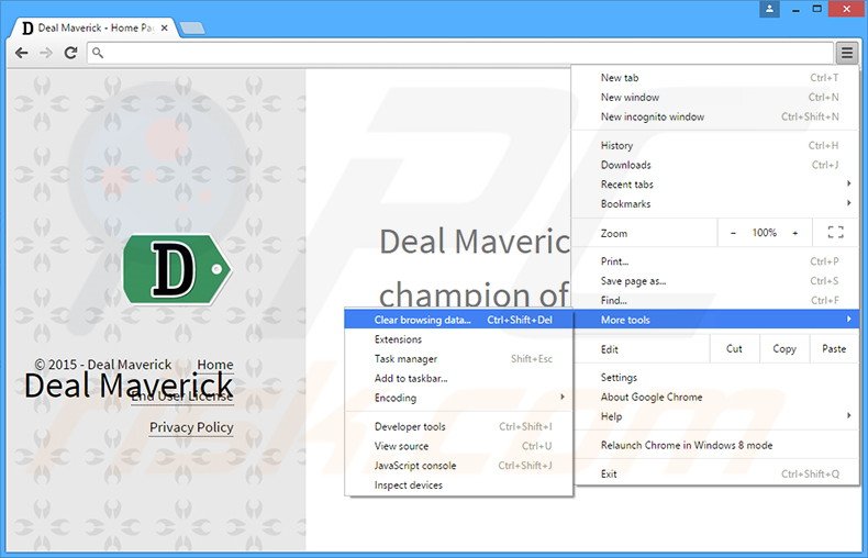 Eliminando los anuncios Deal Maverick de Google Chrome paso 1