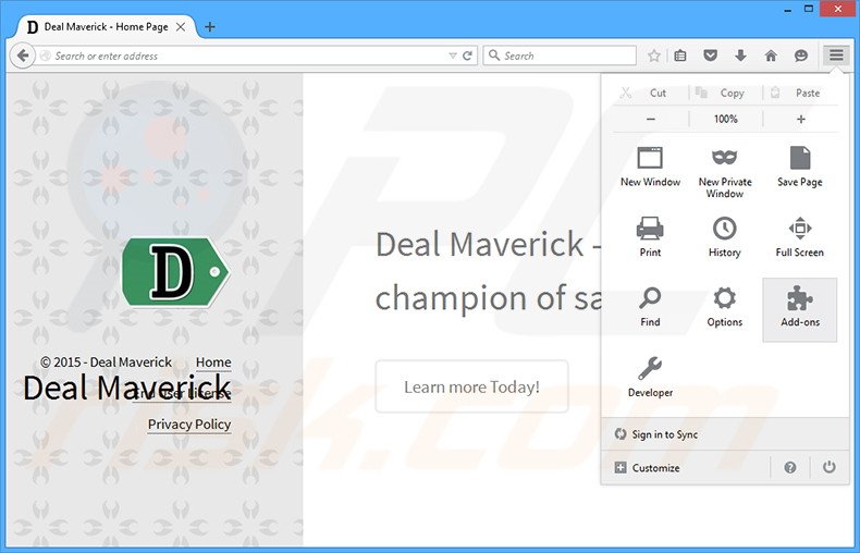 Eliminando los anuncios de deal Maverick de Mozilla Firefox paso 1