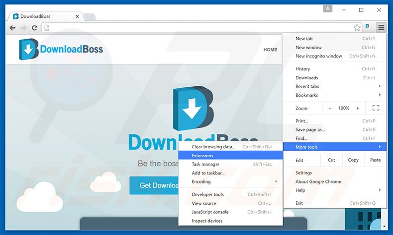 Eliminando los anuncios DownloadBoss de Google Chrome paso 1