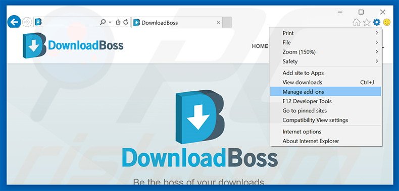 Eliminando los anuncios de DownloadBoss de Internet Explorer paso 1