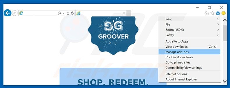 Eliminando los anuncios de Groover de Internet Explorer paso 1