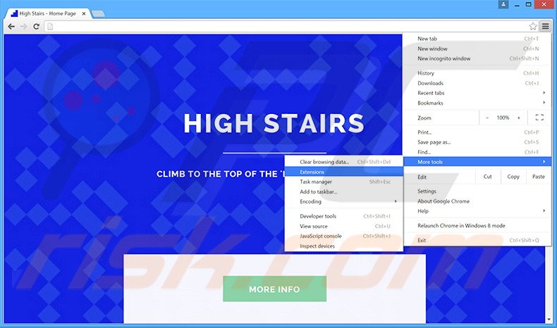 Eliminando los anuncios de High Stairs de Google Chrome paso 1