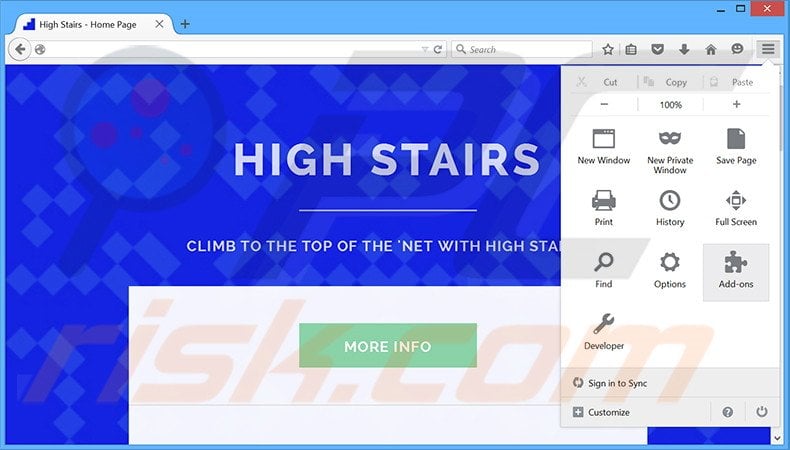 Eliminando los anuncios de High Stairs de Mozilla Firefox paso 1