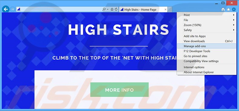 Eliminando los anuncios de High Stairs de Internet Explorer paso 1