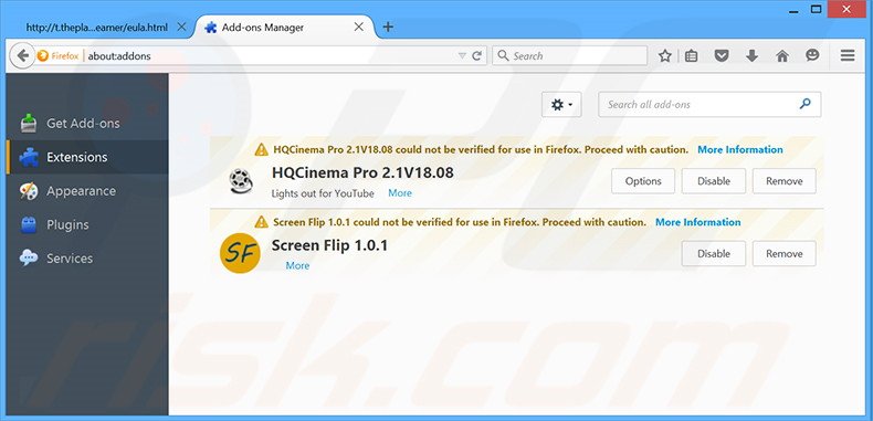 Eliminando los anuncios Istreamer de Mozilla Firefox paso 2