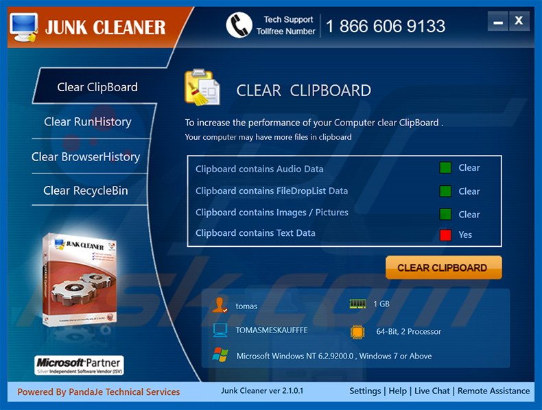 aplicación fraudulenta Junk Cleaner tipo adware