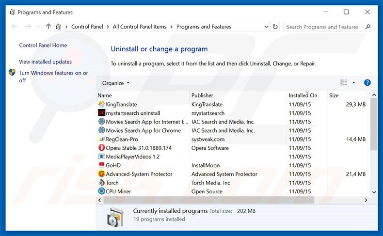 desinstalar el adware KeyStream del Panel de control