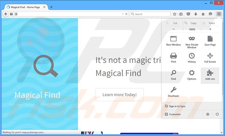 Eliminando los anuncios de Magical Find de Mozilla Firefox paso 1