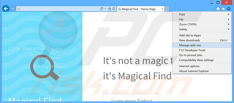Eliminando los anuncios de Magical Find de Internet Explorer paso 1