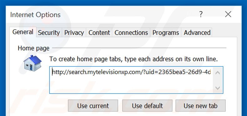 Eliminando search.mytelevisionxp.com de la página de inicio de Internet Explorer