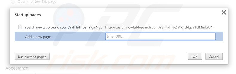 Eliminando search.newtabtvsearch.com de la página de inicio de Google Chrome