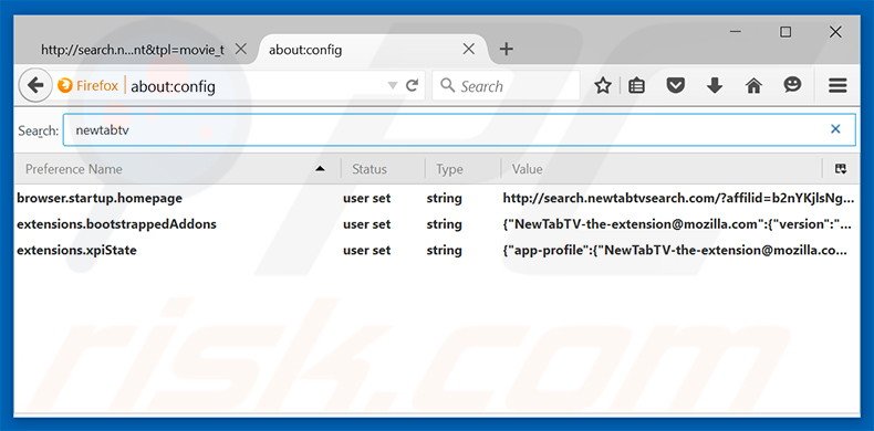Eliminar search.newtabtvsearch.com del motor de búsqueda por defecto de Mozilla Firefox