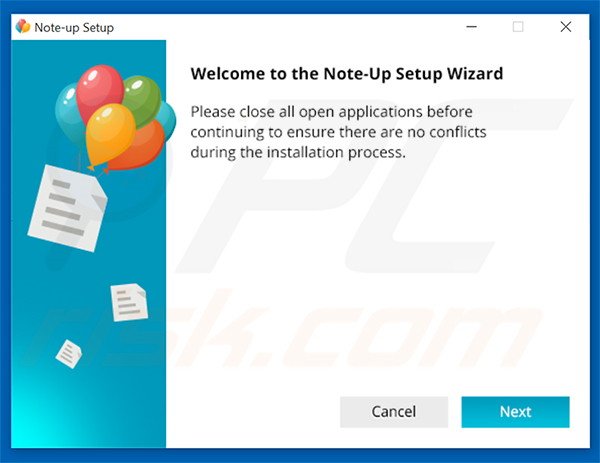Instalación oficial del software publicitario Note-up