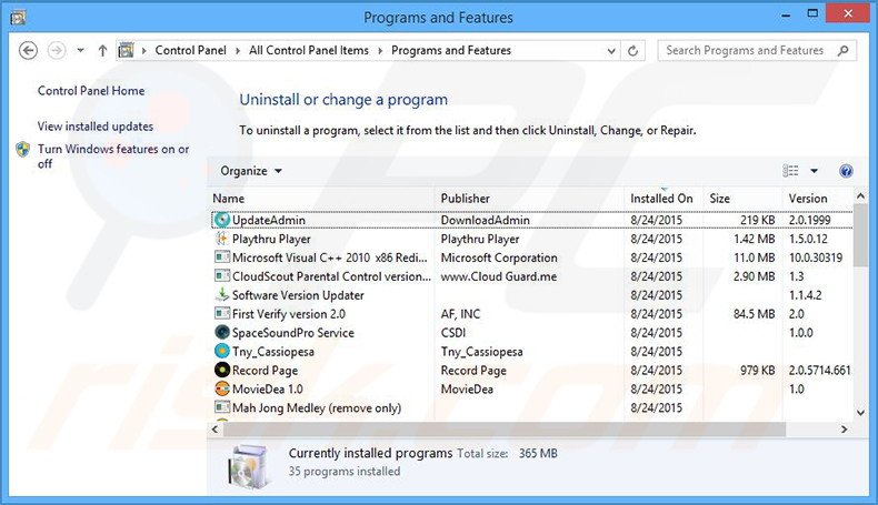 Nuvision Global Data Remarketer adware uninstall via Control Panel